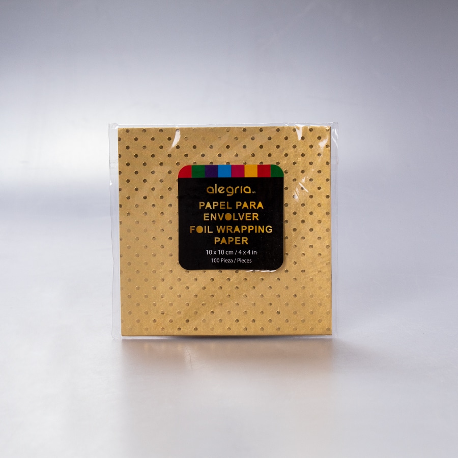 Papel Metálico Dots Dorado Envoltura 10×10 Cm 100 Pz