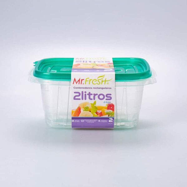 Contenedor Rectangular 2 Lt (64 Oz) 6 Pz