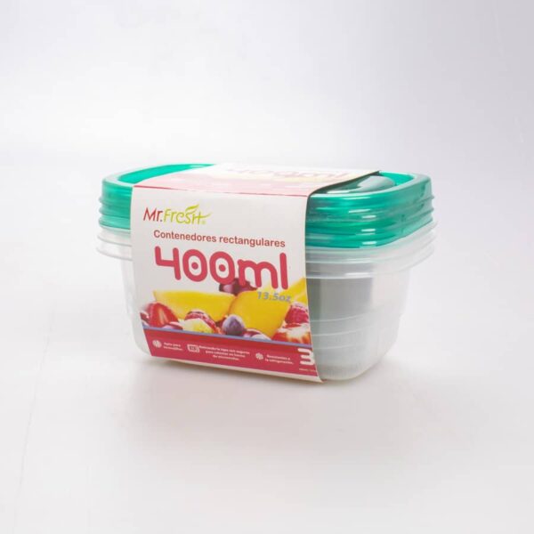 Contenedor Plástico con Tapa 3 Pz 400 Ml - Image 2