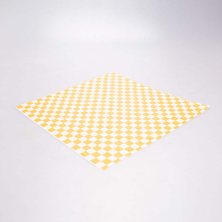 Papel Encerado Amarillo a Cuadros Grado Alimenticio 100 Pz