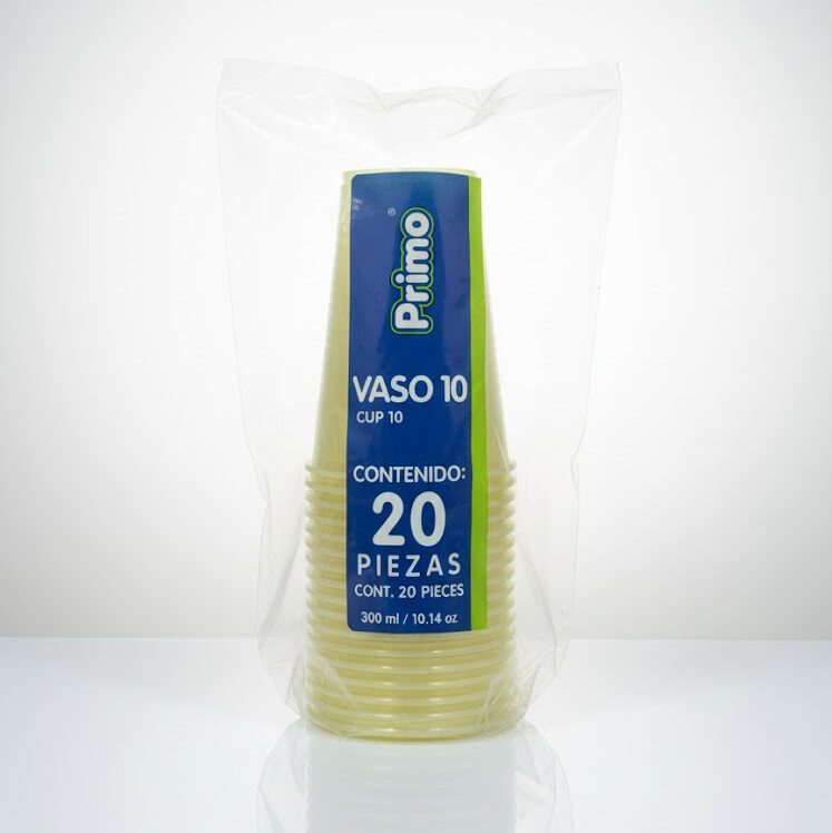 Vaso de cristal neón amarillo  20 piezas, Primo 10.14 oz