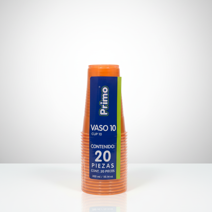 Vaso de cristal neón naranja   20 piezas, Primo 10.14 oz
