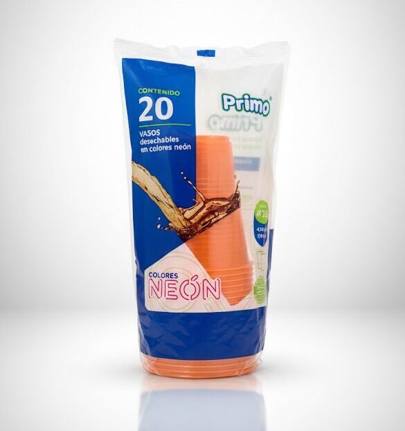 Vaso de cristal neón naranja 20 piezas, Primo 16oz