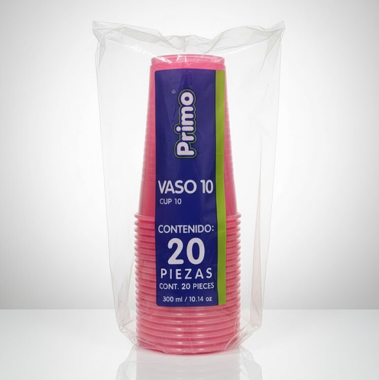 Vaso de cristal neón rosa  20 piezas, Primo 10.14 oz